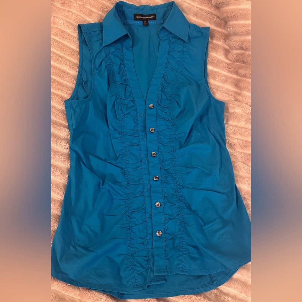 Women's Blue Sleeveless Top by EXPRESS